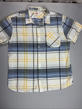 Levi's Plaid Button-Down Shirt in Blue, Yellow & White